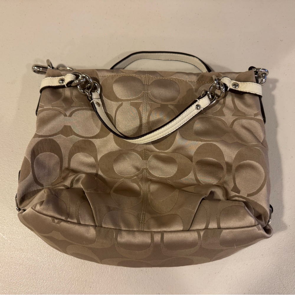 Coach Beige and Cream Shoulder Bag